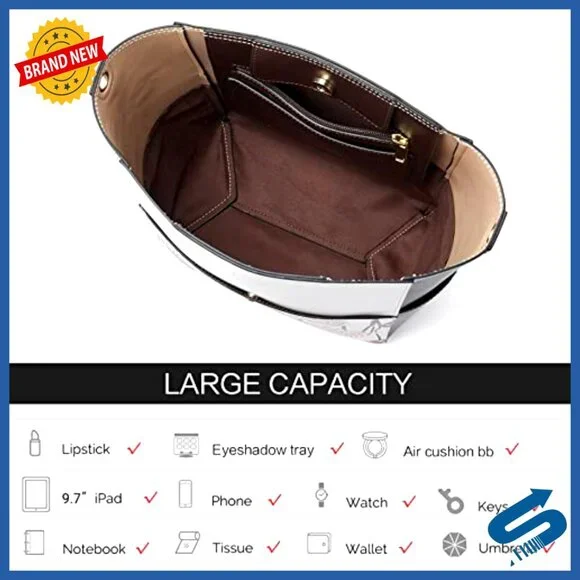 Vegan Leather Hobo Bucket Bag with Adjustable Crossbody Strap